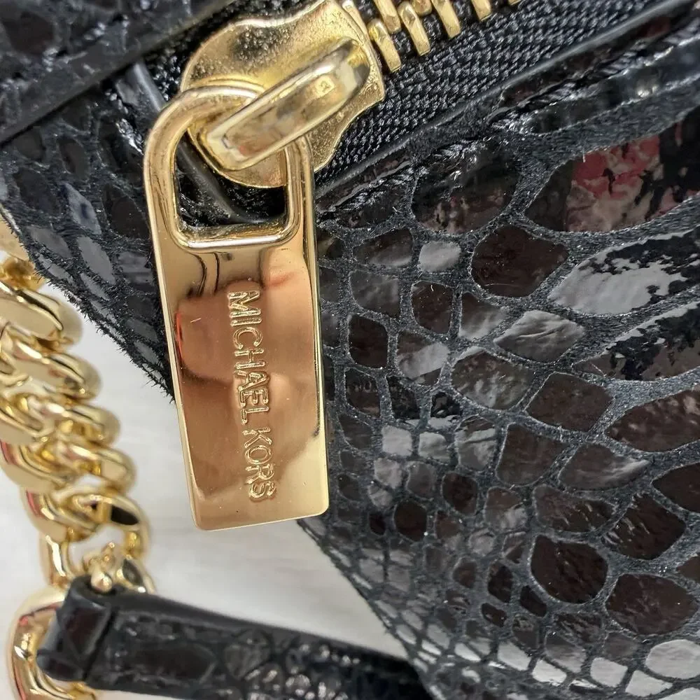 Michael Kors Weston Foldover Leather Embossed Clutch Shoulder Bag